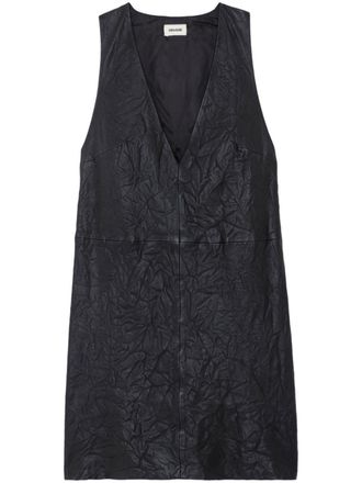 Zadig&Voltaire V-neck leather minidress - Black