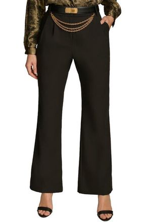 DKNY Chain Belt Wide Leg Pants in Black at Nordstrom, Size 10