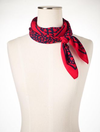 Talbots Flowing Hearts Square Scarf - Blue - 001 Talbots