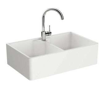 Vitra Fregadero De Encimera Vitra Belfast Blanco De 2 Senos