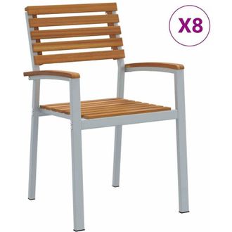vidaXL Vidaxl - Silla De Jard&iacute;n 8 Pcs Marr&oacute;n 56 X 57 X 87cm