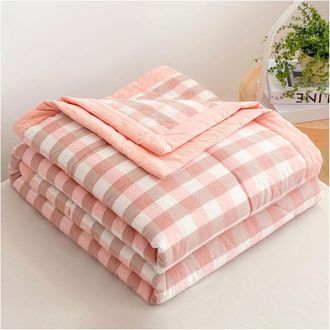 OEM Edred&oacute;n De Verano, Manta Fresca De Verano, 100 % Algod&oacute;n Lavado, Acolchado, Suave Y C&oacute;modo, Ligero Y Transpirable, Lavable A M&aacute;quina, L, 180 X 200 Cm,