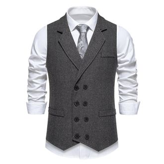 Generic Suit Vest For Men Uk Formal Vest For Men Business Dress Suit Waistcoat Double Breasted Waistcoat With Lapel Collar Gentleman Style Herringbone Vests C