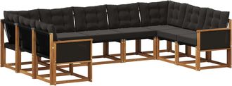 vidaXL Conjunto De Sof&aacute;s De Exterior 9 Uds. Natural Y Negro Vidaxl