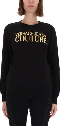 Versace Jeans Couture Black Bold Metallic Logo Sweatshirt