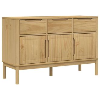 Berkfield Home Sideboard FLORO Wax Brown 114x43x74 cm Solid Wood Pine in Light Tan | Size: 114 x 43 x 74 cm