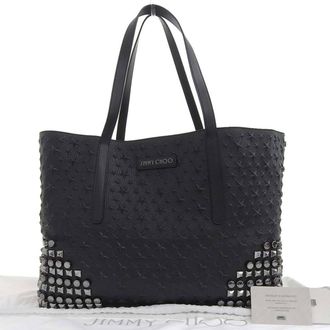 Jimmy Choo London Black Leather Tote Bag (Pre-Owned)