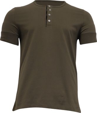 Tom Ford Marl Jersey Henley T-Shirt in Olive Green Cotton