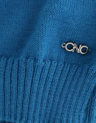 Costume National Womens Blue Knitted Scoopneck Sweater Acrylic Clothing