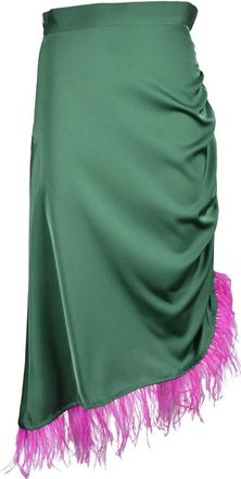 Weili Zheng Green/Pink Viscose Skirt