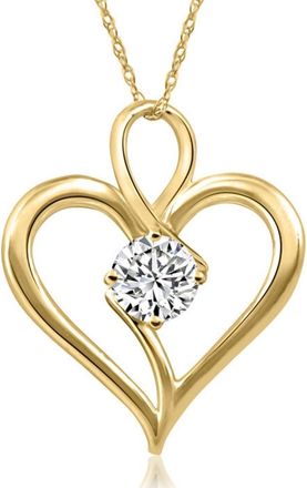 Pompeii3 3/4Ct Lab Grown Diamond Solitaire Heart Necklace in Yellow Gold Pendant