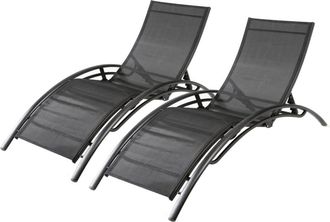 Concept Usine Juego de 2 tumbonas apilables y regulables negro / negro