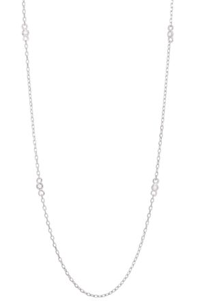Savvy Cie Jewels RHODIUM PLATED WHITE CZ STATION NECKLACE