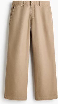 H&M Loose Fit Cotton Chinos in Beige at Nordstrom, Size 30