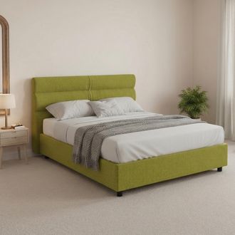 Dmora Cama Plaza Y Media Brinzio, Con Colch&oacute;n Incluido, Desenfundable Made In Italy, Con Caj&oacute;n, Verde