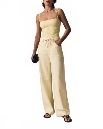 LE JEAN Luna Relaxed Wide Leg Jeans In Lemon Yellow