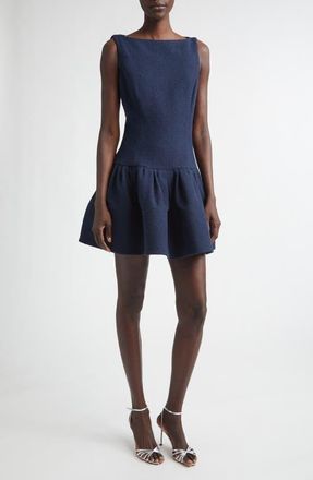 Oscar De La Renta Bubble Hem Tweed Minidress in Navy at Nordstrom, Size 10