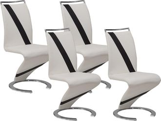 Vente-Unique Conjunto de 4 sillas TWIZY - Piel sint&eacute;tica - Blanco con borde negro