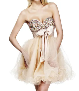 Sherri Hill Strapless Tulle Cocktail Dress In Nude/ab