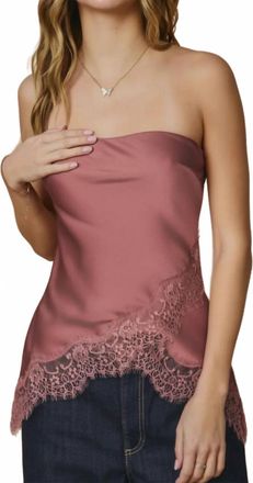 Dress Forum Satin Lace Hem Tube Top In Rose Dawn