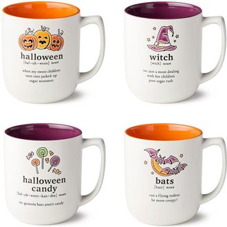 Certified International Set Of 4 Halloween Words Mugs