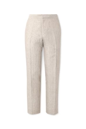 Mr P. James Straight-Leg Striped Linen Suit Trousers