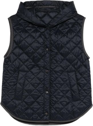 Brunello Cucinelli Gilet trapuntato con cappuccio - Nero