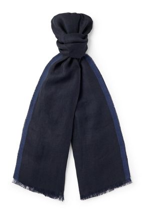 Brunello Cucinelli Fringed Striped Linen Scarf