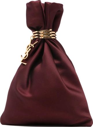 Saint Laurent satin clutch bag - women - Polyester - One Size - Red