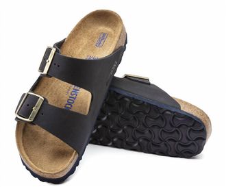Birkenstock Womens Arizona Soft Foot Bed Nubuck Sandal In Midnight