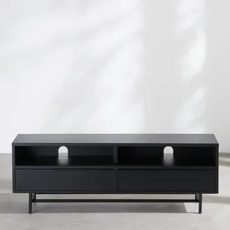 Maisons du monde Mueble TV de acero negro 130 cm