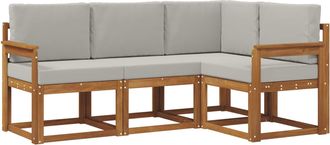 vidaXL Conjunto De Sof&aacute;s De Exterior 4 Uds. Gris Natural Y Claro Vidaxl