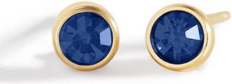 Mint & Lily Birthstone Bezel Studs in Gold-Tone /September Sapphire at Nordstrom
