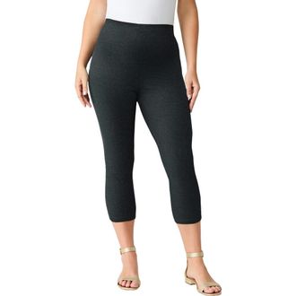 Roaman's Plus Size Essential Stretch Capri Legging in Heather Charcoal at Nordstrom, Size 24