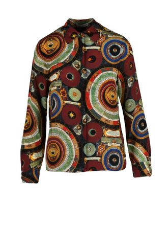 Alice & Olivia Multicolor Floral Silk Chiffon Shirt