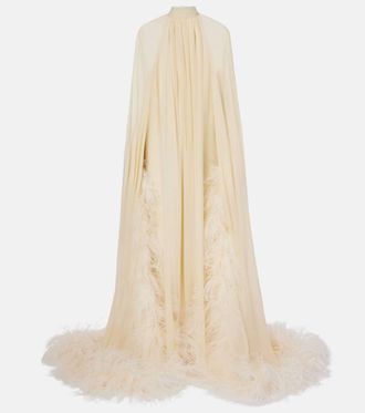 Taller Marmo Vestido de fiesta de seda con plumas