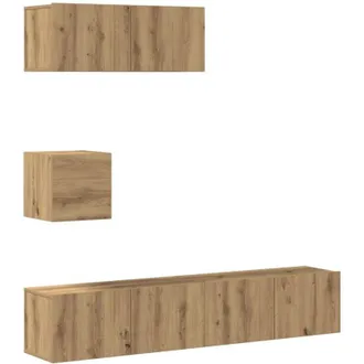 vidaXL Vidaxl - Mueble Para Tv De Pared Madera Contrachapada Artesanal 4 Piezas
