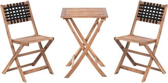 Beliani Conjunto de balc&oacute;n Madera de acacia Marr&oacute;n Negro