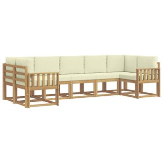 vidaXL Conjunto De Sof&aacute;s De Exterior Con Coj&iacute;n 7 Pcs Blanco Y Crema Vidaxl