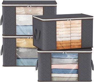 No Brand Bolsa De Almacenamiento, Caja Grande Plegable Para Ropa, Funda De Almacenamiento Con Asas Reforzadas, Bolsa De Mudanza Para Edredones Y Mantas, Gris, 