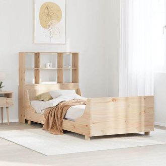vidaXL Cama Con Estanter&iacute;a Sin Colch&oacute;n Madera Maciza 90x200 Cm Vidaxl