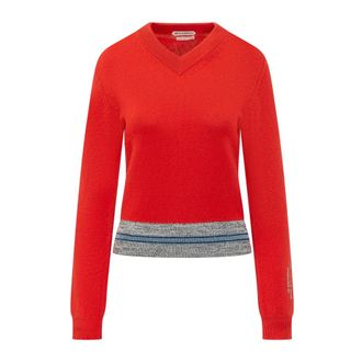 J.W.Anderson Jersey de pico con ribete en contraste - Knitwear - Mujer - Rojo - XS