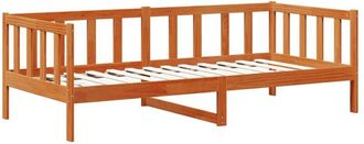 vidaXL Sof&aacute; Cama Con Cabecera 3 Pcs Marr&oacute;n Cera Madera De Pino Macizo Vidaxl