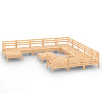 vidaXL Juego De Muebles De Jard&iacute;n 13 Piezas Madera Maciza De Pino Vidaxl