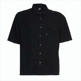 C.P. Company Classic Black Short-Sleeve Button-Down Shirt