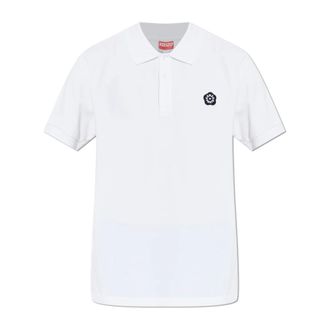 Kenzo Polo Shirts, male, White, Size: 2XL Polo Shirt With Patch