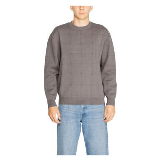 A|X Armani Exchange Round-neck Knitwear, male, Gray, Size: 2XL Grey Knit Sweater Round Neck Fall/Winter