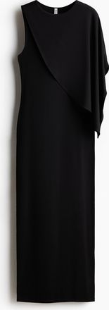 H&M Kleid mit asymmetrischem Cape-Detail - Schwarz