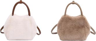 Generic Plush Fluffy Shoulder Bag Autumn Winter Top Handle Handbag for Women (White)