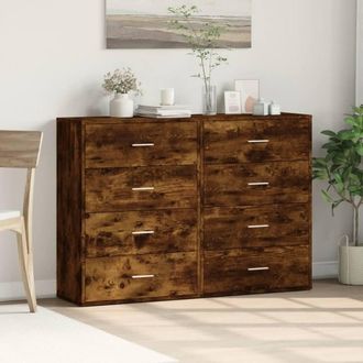Berkfield Home Sideboards 2 pcs Smoked Oak 60x31x84 cm Engineered Wood in Brown | Size: 60 x 31 x 84 cm